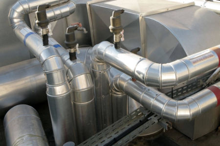 An image showing a silver ductwork installation by Vent Logistics in Luton, Milton Keynes, Oxford